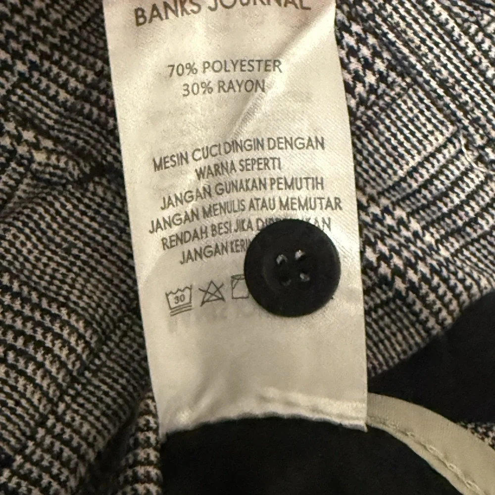 Banks Journal Men's Slim Tapered Crop Downtown Check Pant 36 Grey Plaid New